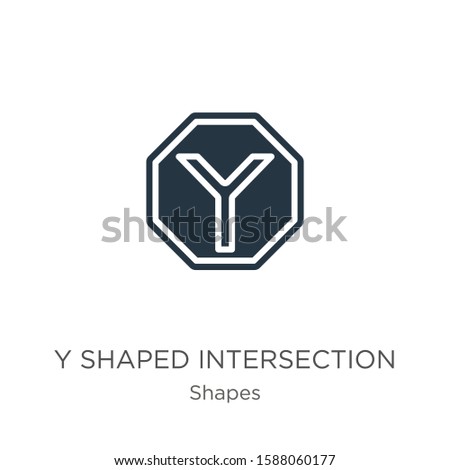 Y shaped intersection icon vector. Trendy flat y shaped intersection icon from shapes collection isolated on white background. Vector illustration can be used for web and mobile graphic design, logo, 