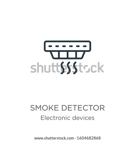 Smoke detector icon. Thin linear smoke detector outline icon isolated on white background from electronic devices collection. Line vector sign, symbol for web and mobile