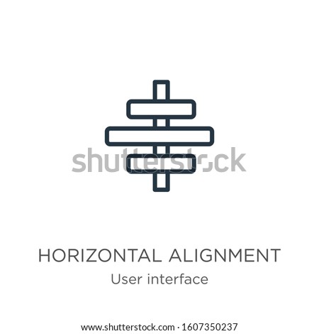 Horizontal alignment icon. Thin linear horizontal alignment outline icon isolated on white background from user interface collection. Line vector sign, symbol for web and mobile