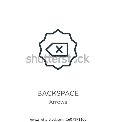 Backspace icon. Thin linear backspace outline icon isolated on white background from arrows collection. Line vector sign, symbol for web and mobile