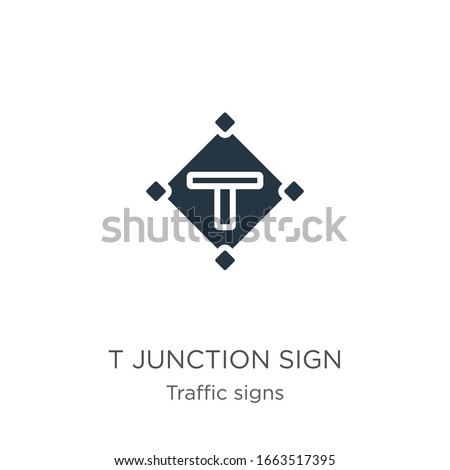 T junction sign icon vector. Trendy flat t junction sign icon from traffic signs collection isolated on white background. Vector illustration can be used for web and mobile graphic design, logo, eps10