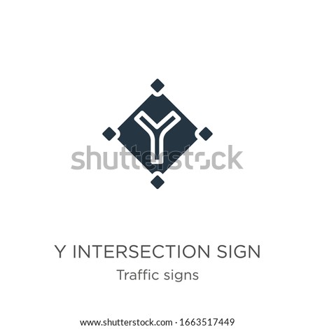 Y intersection sign icon vector. Trendy flat y intersection sign icon from traffic signs collection isolated on white background. Vector illustration can be used for web and mobile graphic design, 
