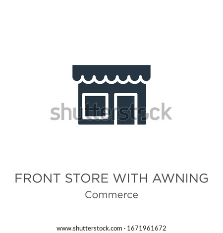 Front store with awning icon vector. Trendy flat front store with awning icon from commerce collection isolated on white background. Vector illustration can be used for web and mobile graphic design, 