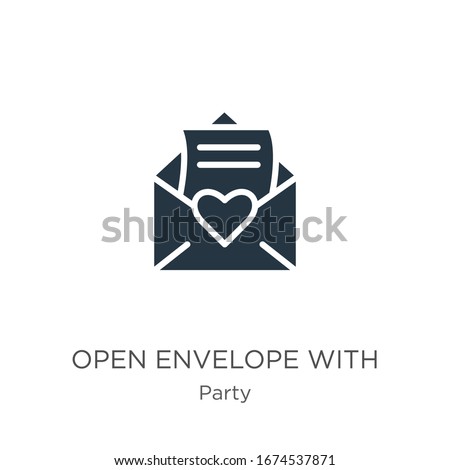 Open envelope with heart letter icon vector. Trendy flat open envelope with heart letter icon from party collection isolated on white background. Vector illustration can be used for web and mobile 