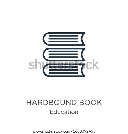 Hardbound book icon. Thin linear hardbound book outline icon isolated on white background from education collection. Line vector sign, symbol for web and mobile