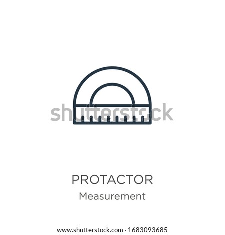 Protactor icon. Thin linear protactor outline icon isolated on white background from measurement collection. Line vector sign, symbol for web and mobile