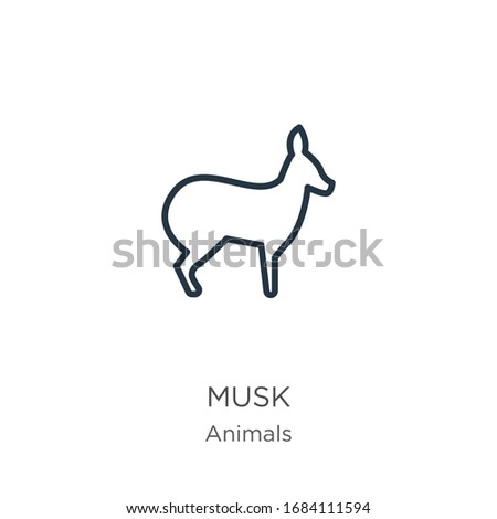 Musk icon. Thin linear musk outline icon isolated on white background from animals collection. Line vector sign, symbol for web and mobile