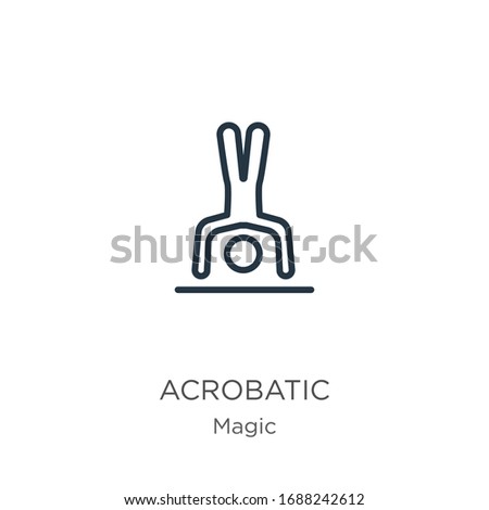 Acrobatic icon. Thin linear acrobatic outline icon isolated on white background from magic collection. Line vector sign, symbol for web and mobile