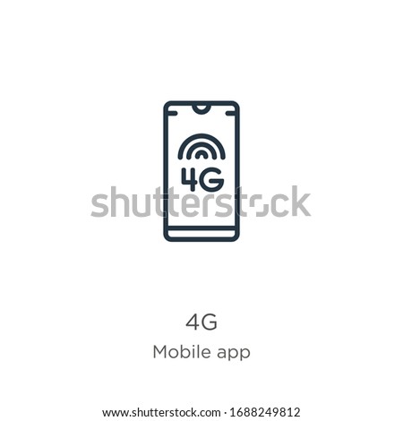 4g icon. Thin linear 4g outline icon isolated on white background from mobile app collection. Line vector sign, symbol for web and mobile