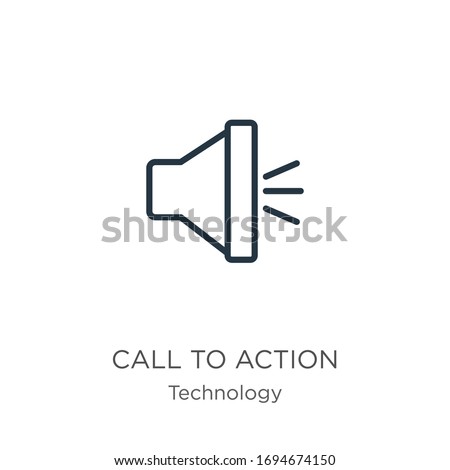 Call to action icon. Thin linear call to action outline icon isolated on white background from technology collection. Line vector sign, symbol for web and mobile