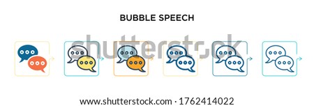 Bubble speech vector icon in 6 different modern styles. Black, two colored bubble speech icons designed in filled, outline, line and stroke style. Vector illustration can be used for web, mobile, ui