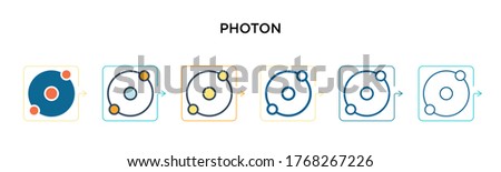Photon vector icon in 6 different modern styles. Black, two colored photon icons designed in filled, outline, line and stroke style. Vector illustration can be used for web, mobile, ui