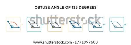 Obtuse angle of 135 degrees vector icon in 6 different modern styles. Black, two colored obtuse angle of 135 degrees icons designed in filled, outline, line and stroke style. Vector illustration can 