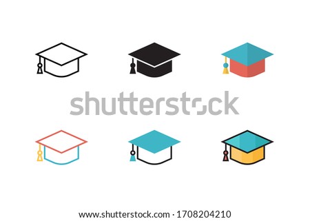 mortarboard icon vector illustration with different style design. isolated on white background