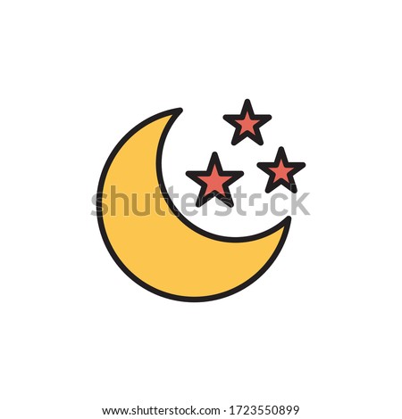moon icon filled outline vector. isolated on white background