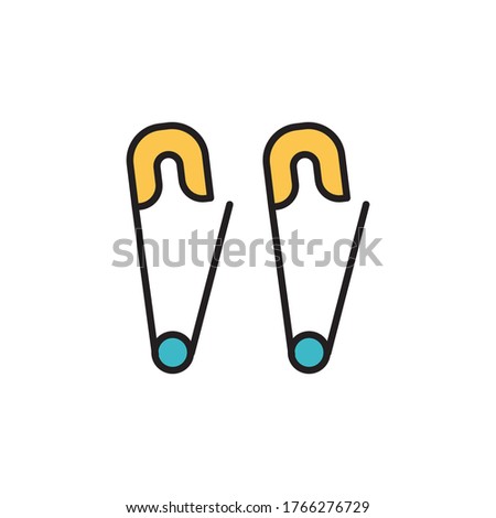 safety pin icon filled outline vector design full color. isolated on white background
