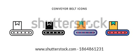 conveyor belt icon vector with different style design. isolated on white background