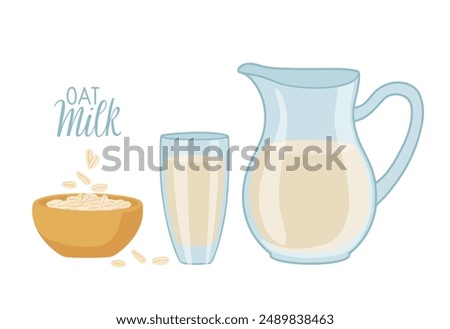 Similar – Foto Bild Glas mit Milch und Haferflocken auf dem Tisch