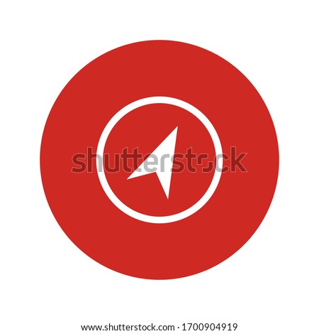 Cardinal pointer icon. Position symbol. Geolocation sign for navigation app. Current location cursor for GPS based app. Geography. Simple clear design. Negative with circle background. User Interface 