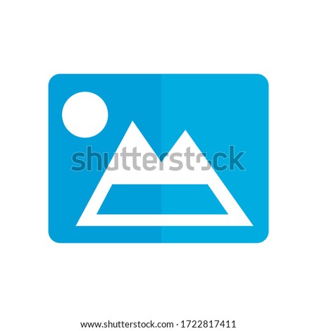 Photo file icon. Photography sign. Jpeg format pictogram. Symbol for photo or pixel files on computer/mobile app. Media. Technology element. Mountain and sun. Landscape. Vector design. User interface.