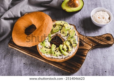 Similar – Image, Stock Photo Delicious avocado and ricotta toast served on plate