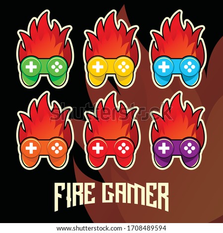 Fire gamer logo esport,green, yellow, blue, orange, red,purple, premium vector illustration