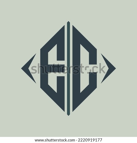 Abstract EC line shape logo design. This design is combined E C and square shape. this design color is good.