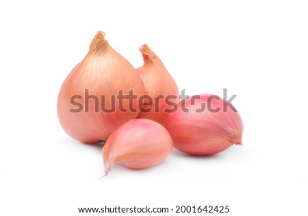 Shallot onions isolated in  group small red on white background, spices cooking shallot fresh. Foto d'archivio © 