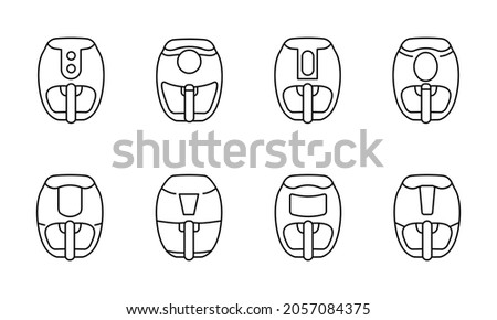 Air fryer kitchen vector icons design isolated on white background.Icon for instruction.Air grill icons editable stroke.