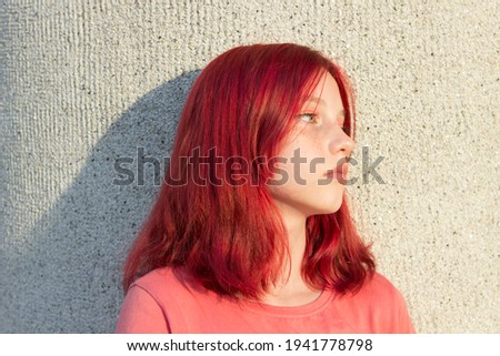 Similar – Image, Stock Photo Cute girl in red hat Child