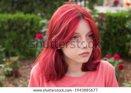 Similar – Image, Stock Photo Cute girl in red hat Child