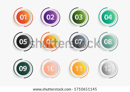 set of buttons with numbers, Number Flat Design, Number Set vector illustration.
