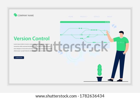 Illustration vector Version control landing page. lat vector simple element illustration from the editable technology concept. Suitable for landing page, web, flyer, website, and banner.