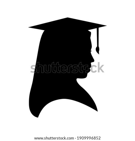 Silhouette of a beautiful veiled woman wearing a toga for graduation