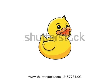 cute duck cartoon, happy duck icon vector