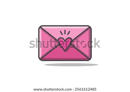 vector closed envelope outline filled style, closed valentine's day greeting letter envelope,pink envelope