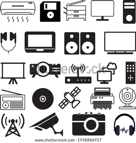 Set icon simple vector electronic and technology flat design