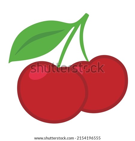 Vector cherry illustration.  cherry icon. Isolated on a white background. Cartoon style icon