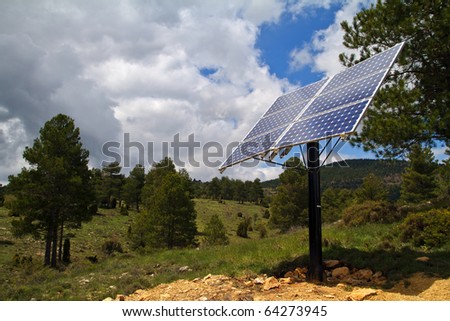 solar panel in the forest