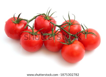 Similar – Image, Stock Photo Fresh panicles of tomatoes on a colourful plate