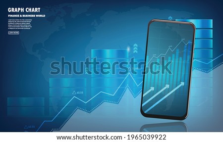 Businessman using mobile smartphone , graph candlestick graph chart of stock market Business world investment trading, Bullish point, Bearish point. trend of graph vector design.