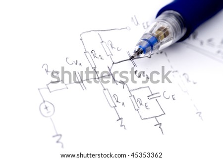 Hand drawn electronic schematics with pencil