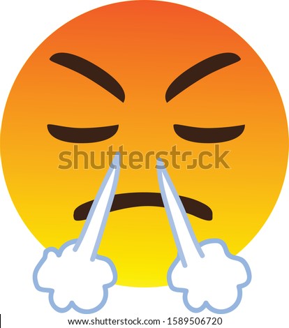 Angry emoji face. A yellow face turning red with a frowning mouth and eyes and eyebrows closed in anger, steam coming out of its nose as a sign of frustration.