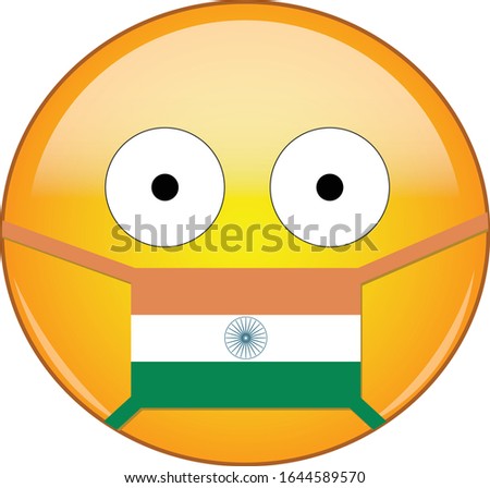 Indian emoji in a medical mask protecting from SARS, coronavirus, bird flu and other viruses, germs and bacteria and contagious disease as well as toxic smog and air pollution.