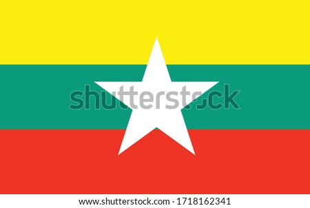 Myanmar flag vector graphic. Rectangle Myanmar flag illustration. Myanmar country flag is a symbol of freedom, patriotism and independence.