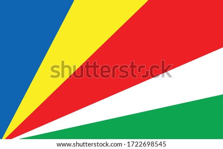 Seychelles flag vector graphic. Rectangle Seychellois flag illustration. Seychelles country flag is a symbol of freedom, patriotism and independence.