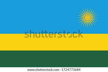 Rwanda flag vector graphic. Rectangle Rwandan flag illustration. Rwanda country flag is a symbol of freedom, patriotism and independence.