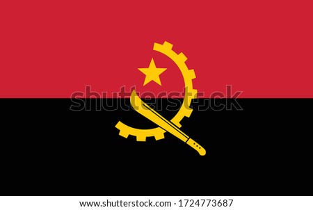 Angola flag vector graphic. Rectangle Angolan flag illustration. Angola country flag is a symbol of freedom, patriotism and independence.