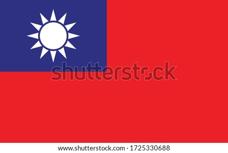 Taiwan flag vector graphic. Rectangle Taiwanese flag illustration. Taiwan country flag is a symbol of freedom, patriotism and independence.