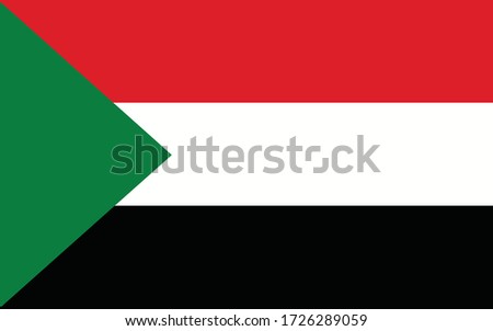 Sudan flag vector graphic. Rectangle Sudanese flag illustration. Sudan country flag is a symbol of freedom, patriotism and independence.